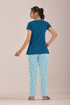 Sweet Moon Knit Cotton Pyjama Set - Skyblue Darkblue — thumbnail 2